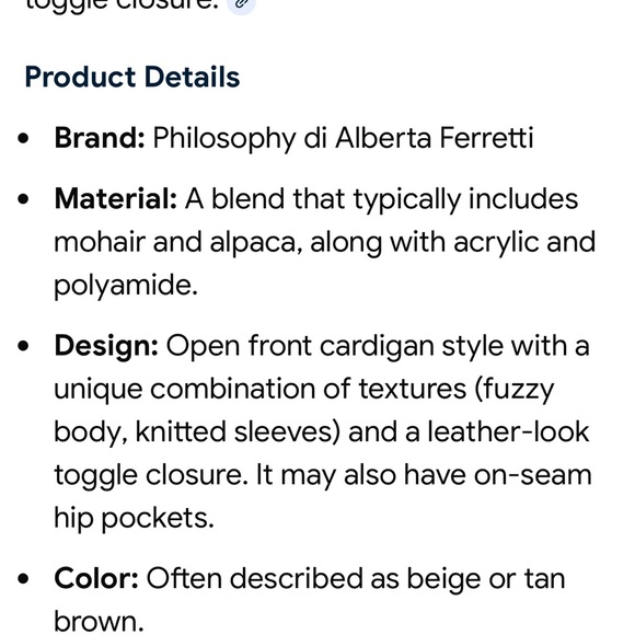 Philosophy di Alberta Ferretti Beige and Brown Cardigan - Picture 5 of 6